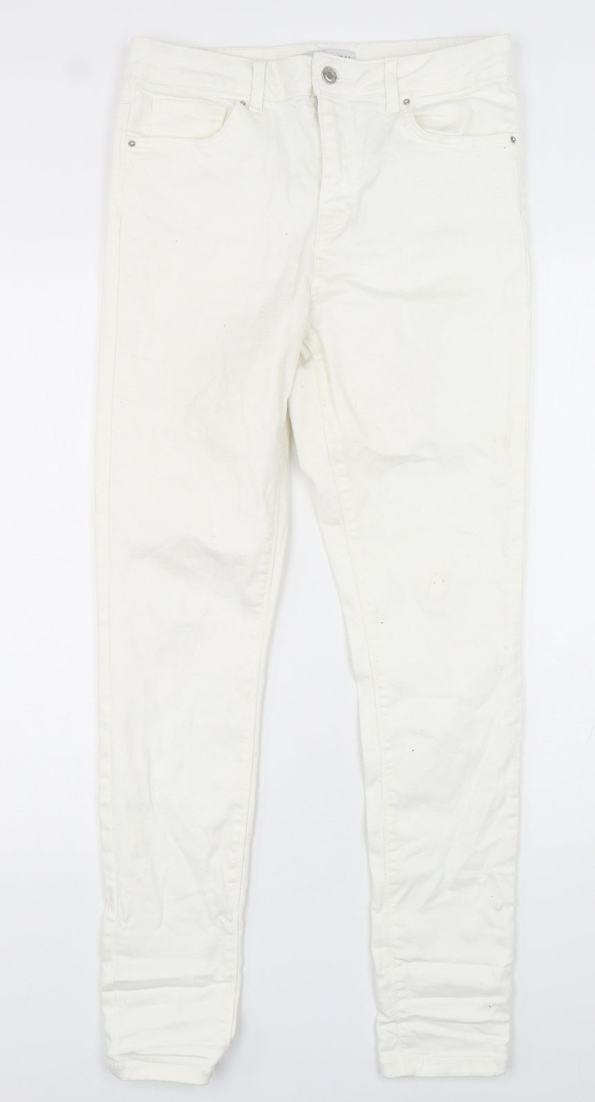 Primark Womens White  Cotton Skinny Jeans Size 14 L30 in Regular