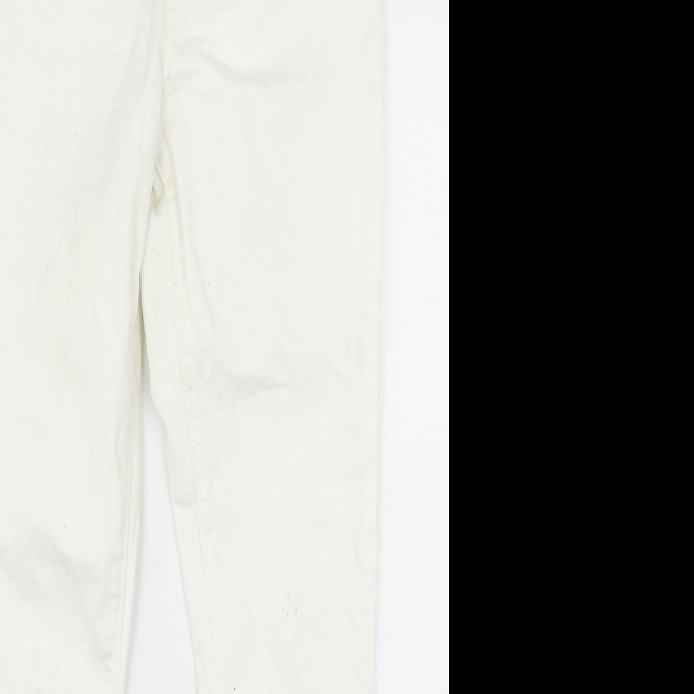 Primark Womens White  Cotton Skinny Jeans Size 14 L30 in Regular