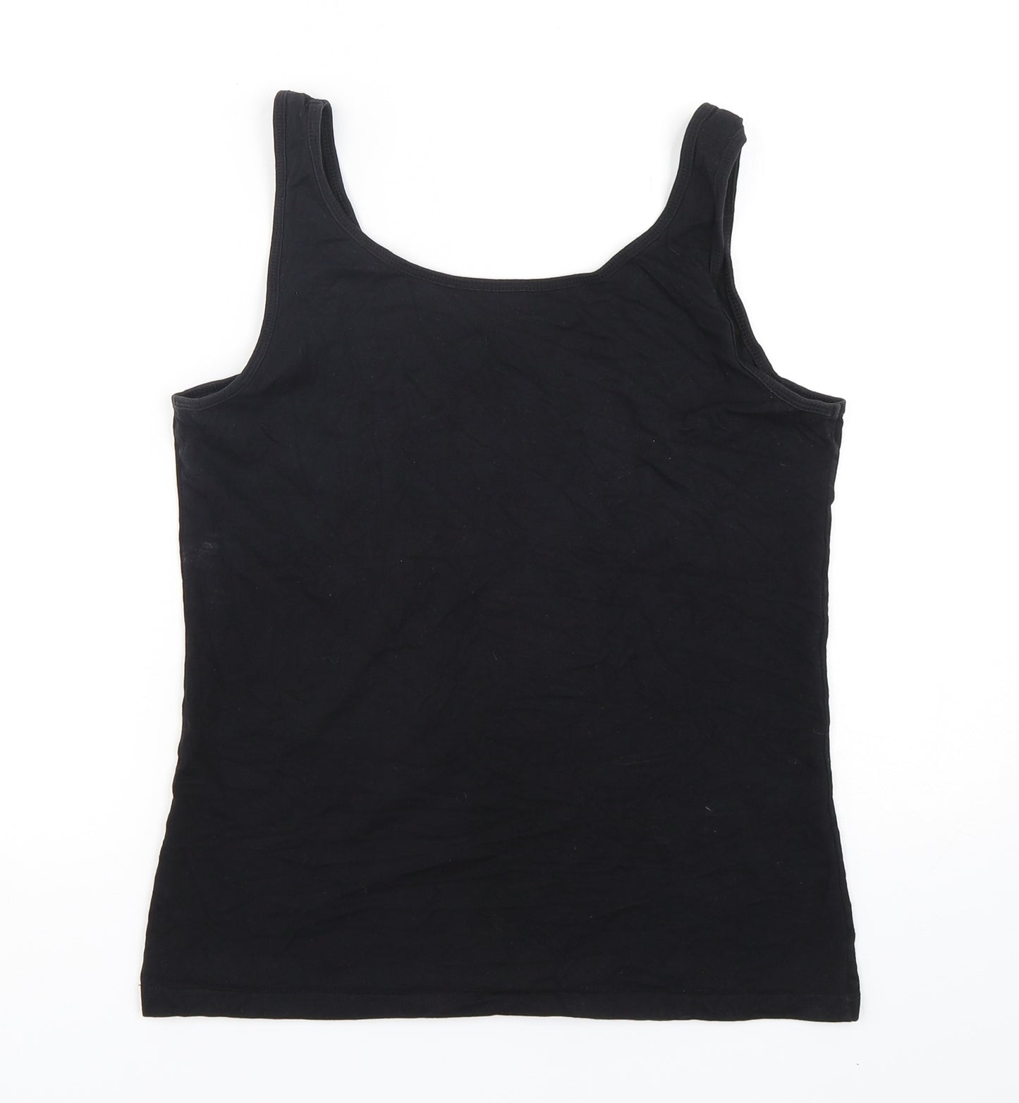 Papaya Womens Black  Cotton Basic Tank Size 14 Round Neck