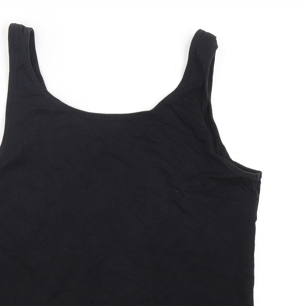 Papaya Womens Black  Cotton Basic Tank Size 14 Round Neck