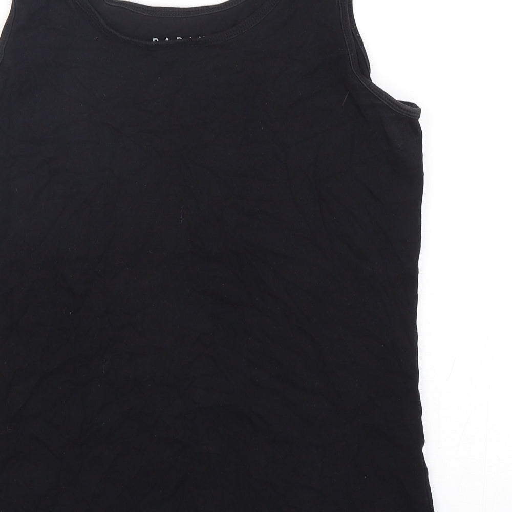 Papaya Womens Black  Cotton Basic Tank Size 14 Round Neck