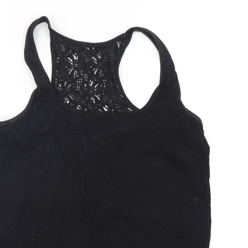 Love To Lounge Womens Black Solid Cotton Top Pyjama Top Size 14