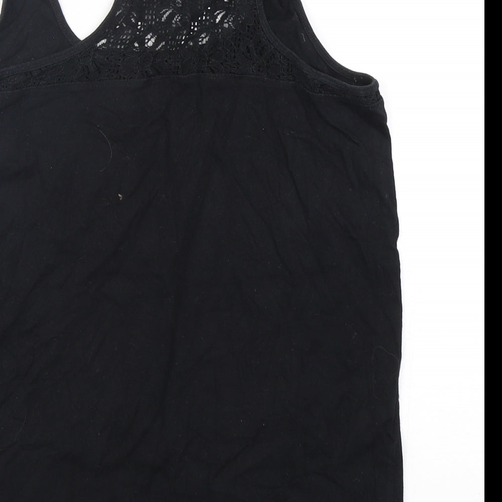 Love To Lounge Womens Black Solid Cotton Top Pyjama Top Size 14
