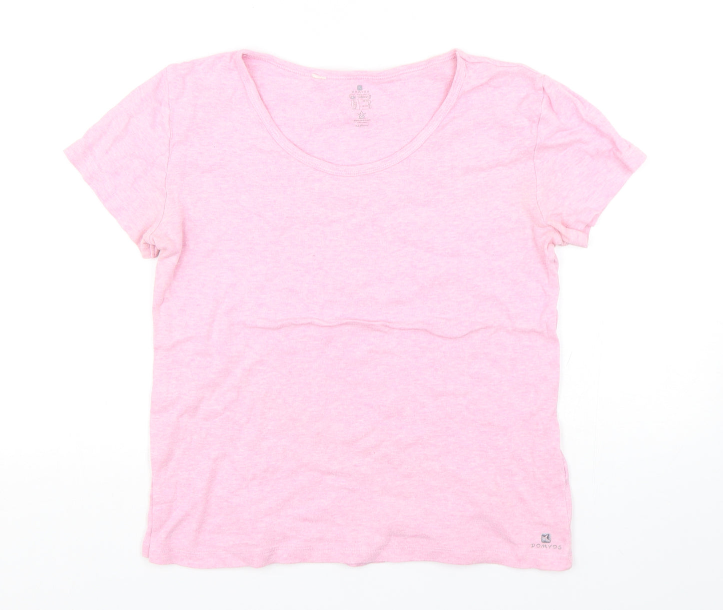 DOMYOS Womens Pink  Polyester Basic T-Shirt Size L Round Neck