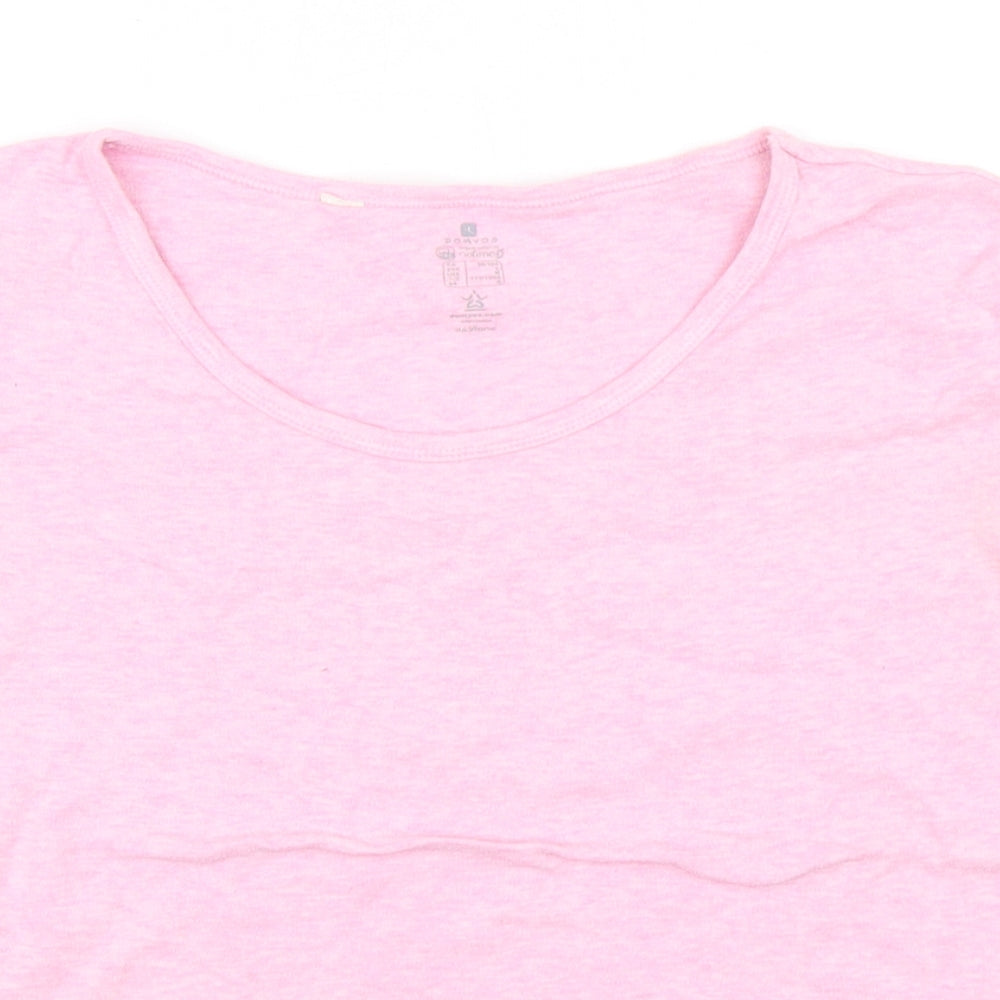 DOMYOS Womens Pink  Polyester Basic T-Shirt Size L Round Neck