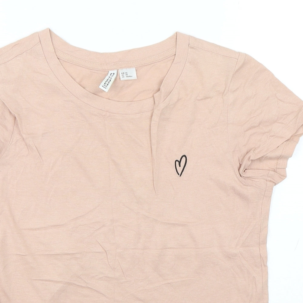 H&M Womens Pink  Cotton Basic T-Shirt Size XS Round Neck