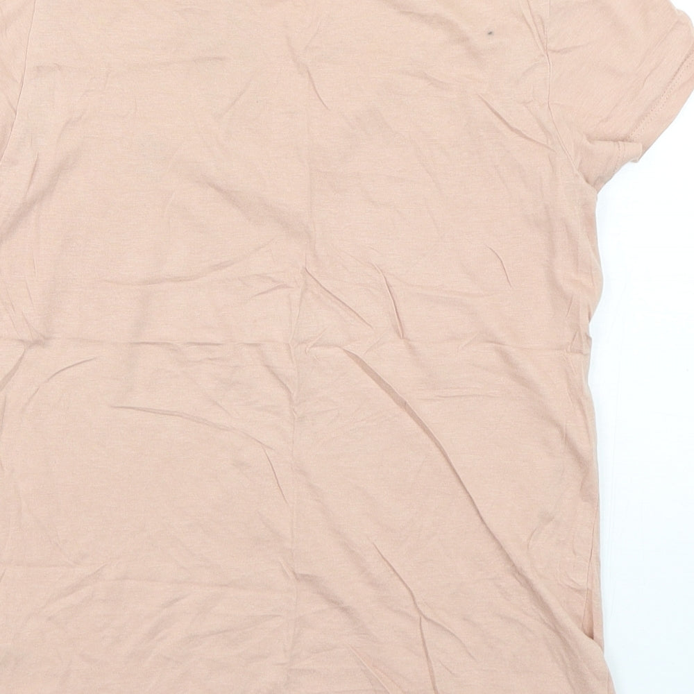 H&M Womens Pink  Cotton Basic T-Shirt Size XS Round Neck