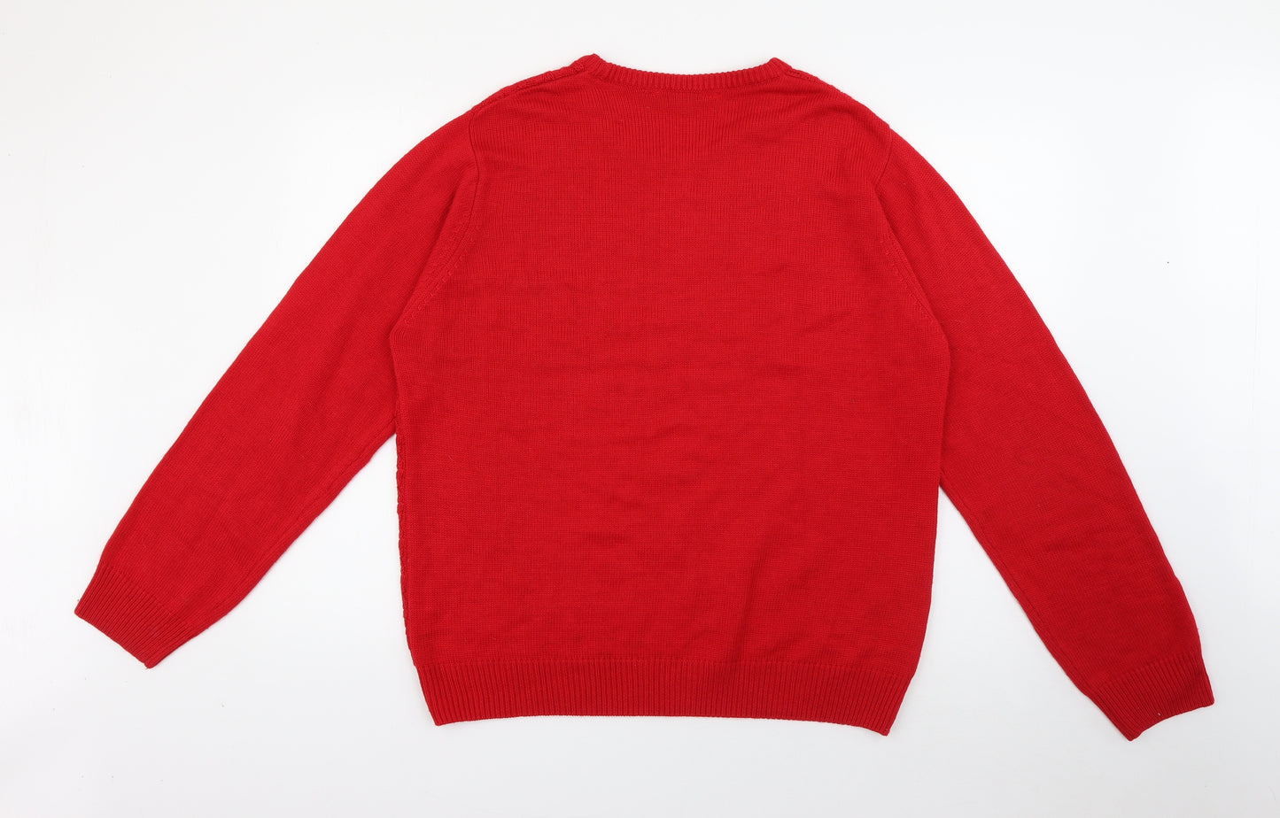 Primark Mens Red Crew Neck  Acrylic Pullover Jumper Size XL