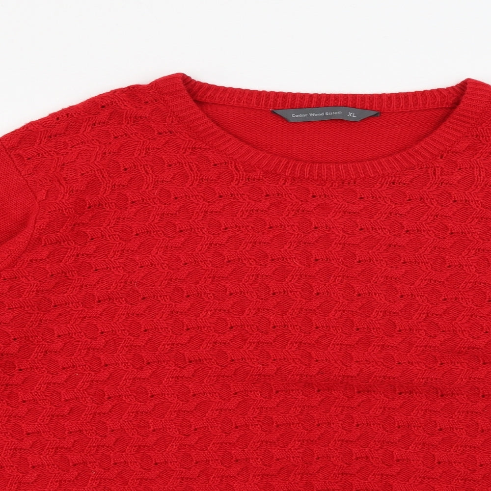 Primark Mens Red Crew Neck  Acrylic Pullover Jumper Size XL