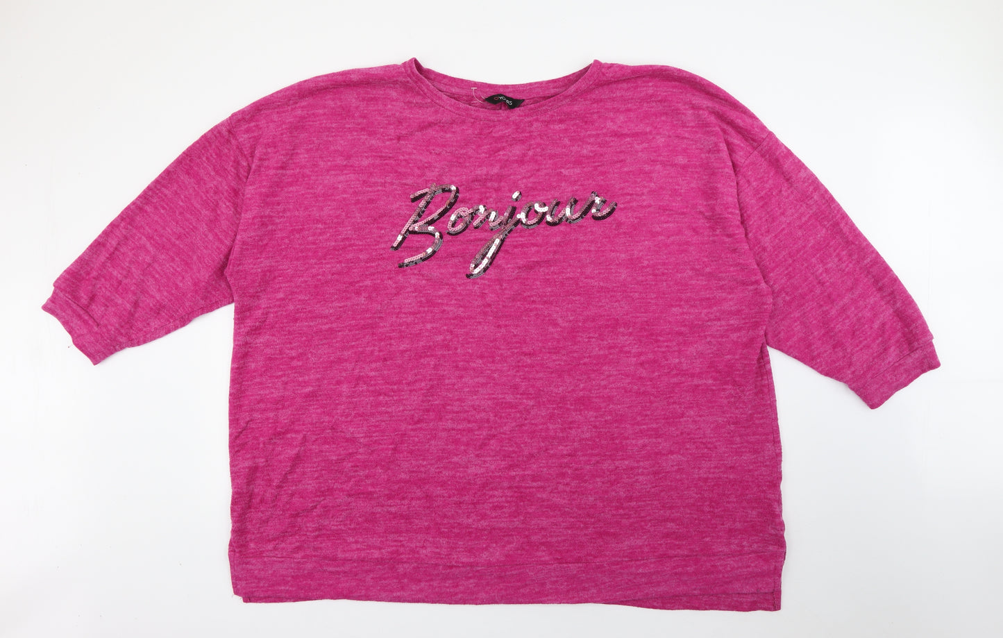 Yours Womens Pink Round Neck  Viscose Pullover Jumper Size 30