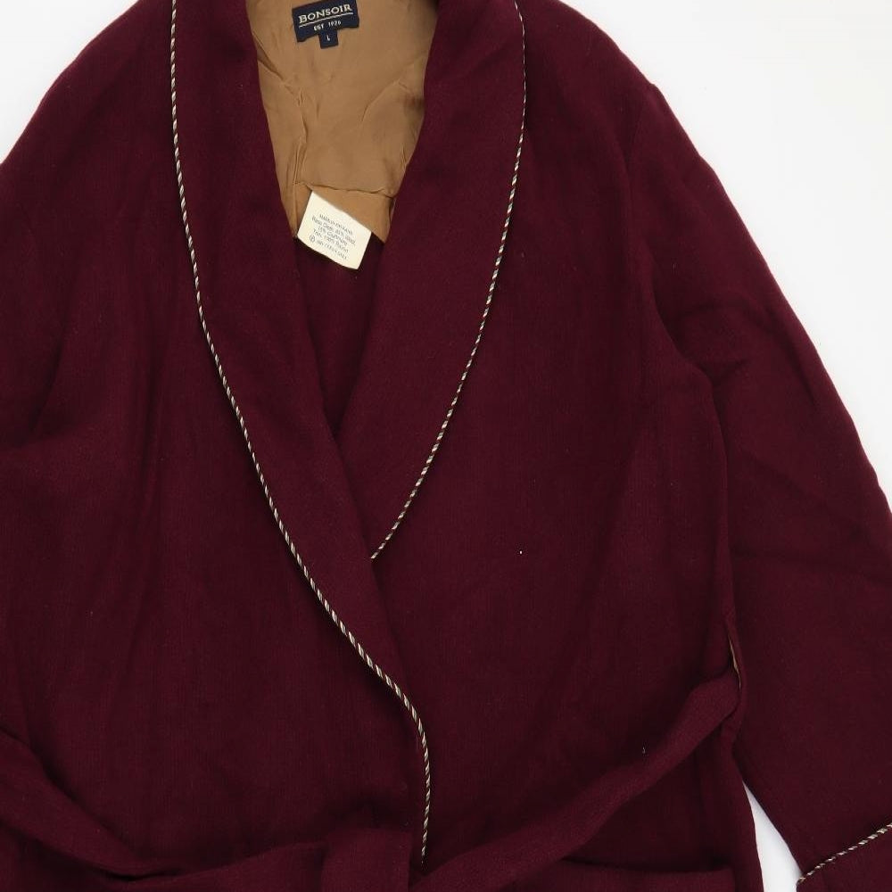 Bonsoir Mens Purple Colourblock Wool  Robe Size L  Tie