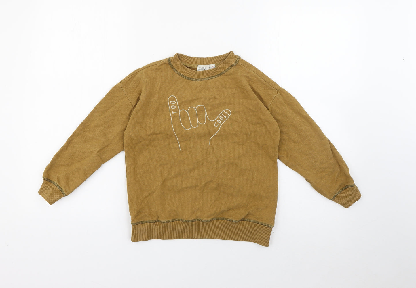 Zara Boys Yellow  Cotton Pullover Sweatshirt Size 6 Years   - Too Cool