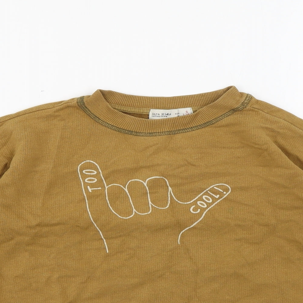 Zara Boys Yellow  Cotton Pullover Sweatshirt Size 6 Years   - Too Cool
