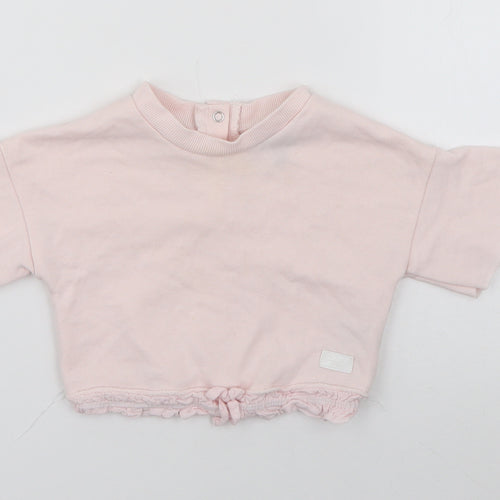 7 For All Mankind Girls Pink  Cotton Pullover Jumper Size 12-18 Months  Snap