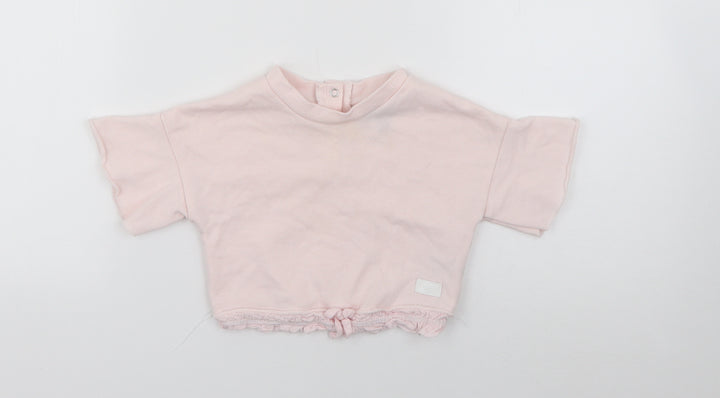 7 For All Mankind Girls Pink Cotton Pullover Jumper Size 12-18 Months Snap