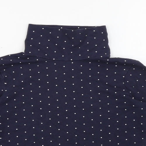 Primark Girls Blue High Neck Polka Dot Cotton Pullover Jumper Size 9-10 Years