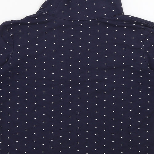 Primark Girls Blue High Neck Polka Dot Cotton Pullover Jumper Size 9-10 Years