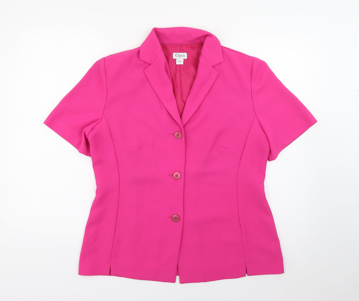 OPUS Womens Pink  Polyester Basic Button-Up Size 14 Collared