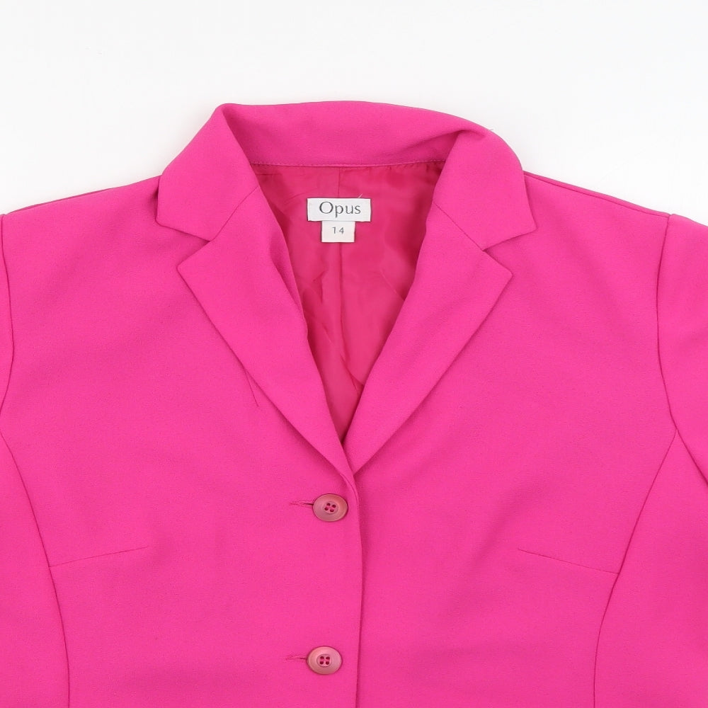 OPUS Womens Pink  Polyester Basic Button-Up Size 14 Collared