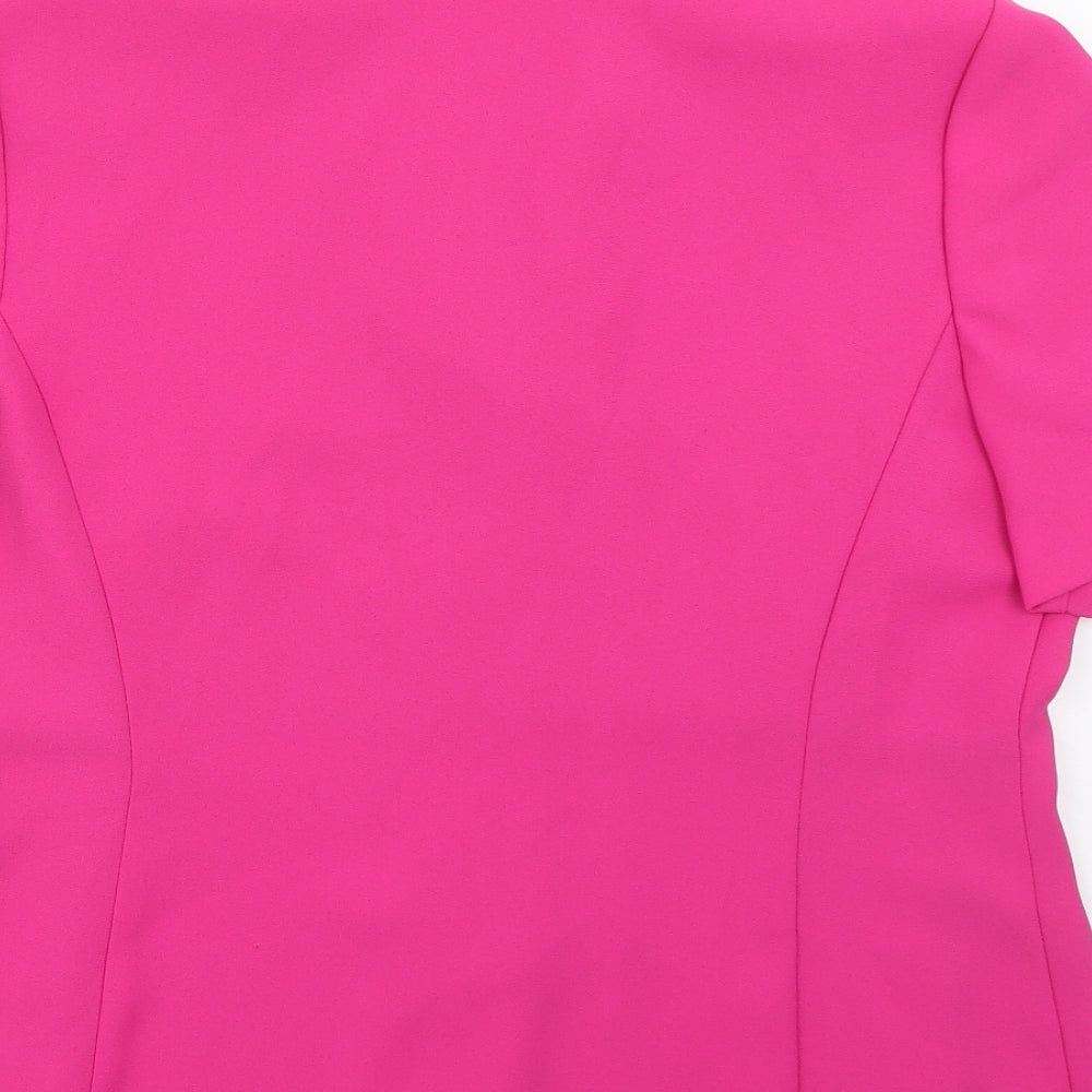 OPUS Womens Pink  Polyester Basic Button-Up Size 14 Collared