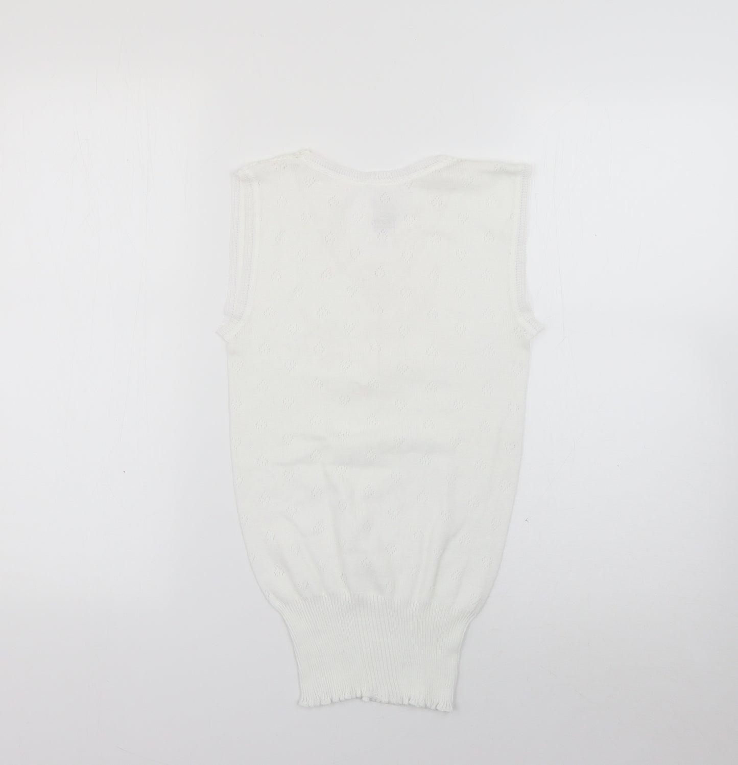 White Snowdrop Womens White  Polyester Basic Tank Size M V-Neck