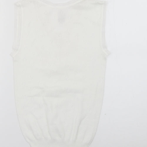 White Snowdrop Womens White  Polyester Basic Tank Size M V-Neck