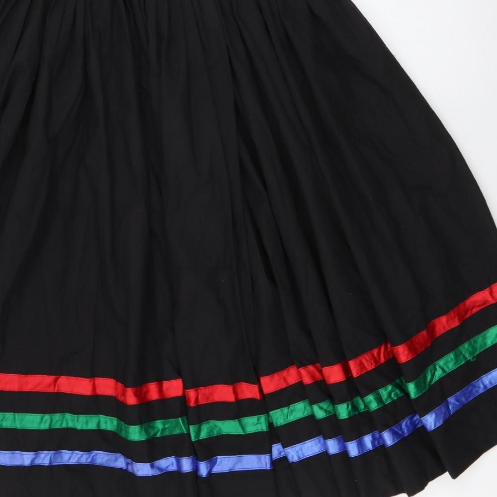 Preworn Womens Black  Polyester A-Line Skirt Size M   Hook & Eye