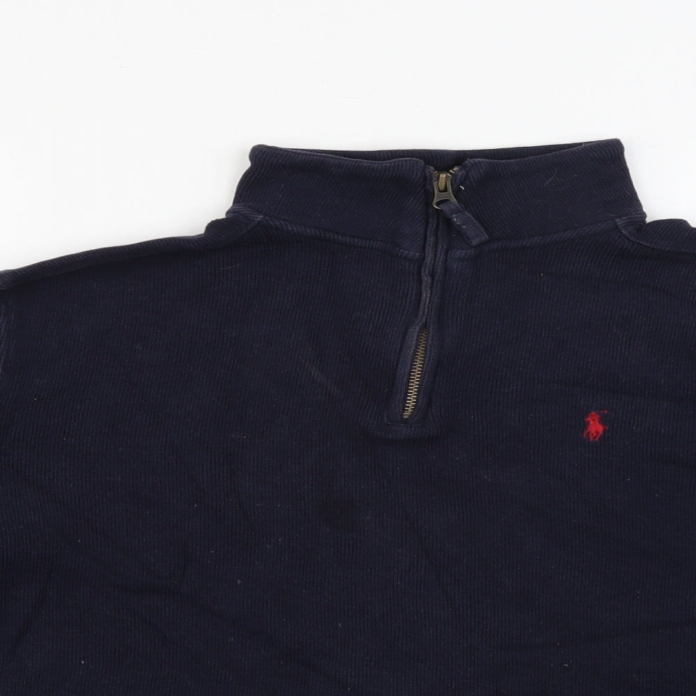 Polo Ralph Lauren Womens Blue High Neck  Cotton Pullover Jumper Size M