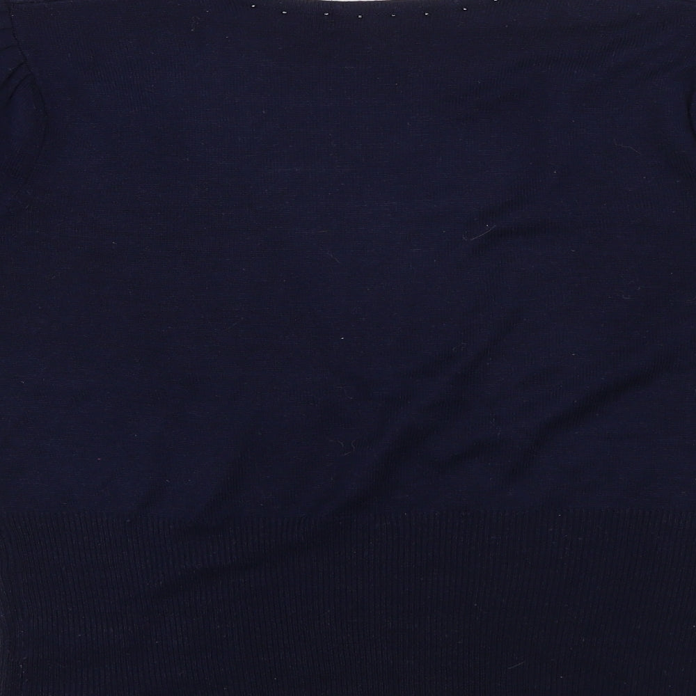 Primark Womens Blue V-Neck  Acrylic Cardigan Jumper Size 12