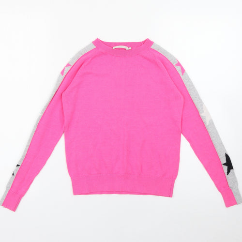 Mint Velvet Girls Pink Crew Neck  Acrylic Pullover Jumper Size 10 Years   - Star