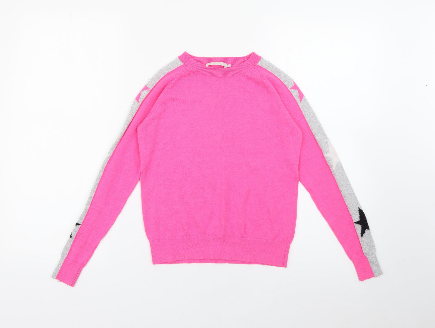 Mint Velvet Girls Pink Crew Neck  Acrylic Pullover Jumper Size 10 Years   - Star
