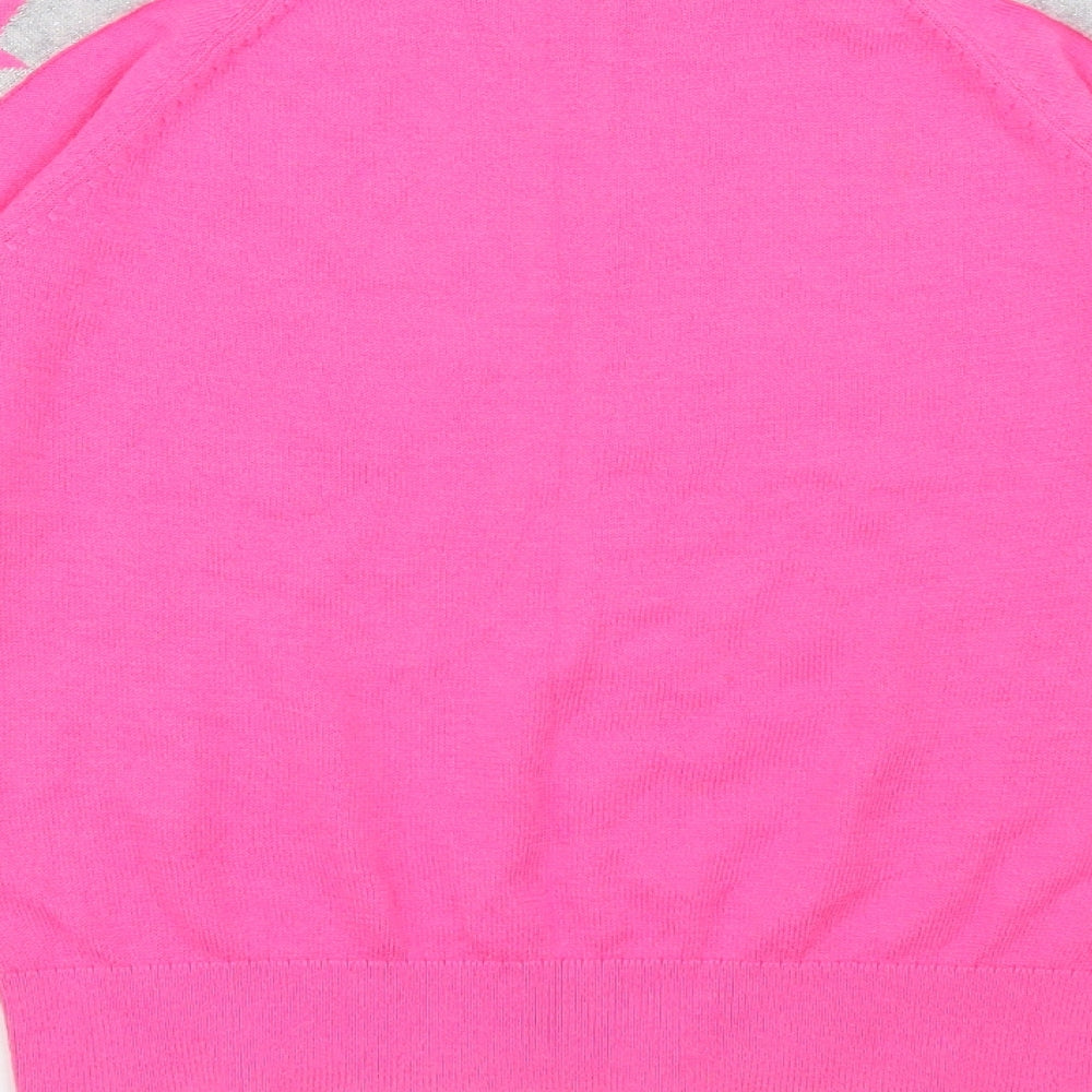 Mint Velvet Girls Pink Crew Neck  Acrylic Pullover Jumper Size 10 Years   - Star