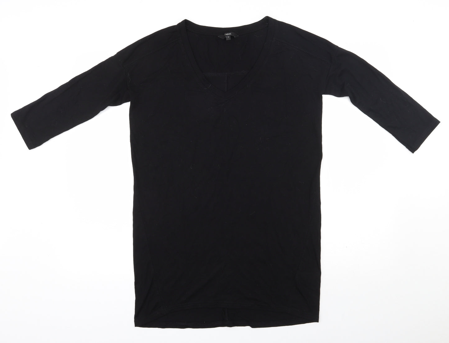 NEXT Womens Black  Polyester Tunic T-Shirt Size 8 V-Neck