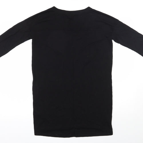 NEXT Womens Black  Polyester Tunic T-Shirt Size 8 V-Neck