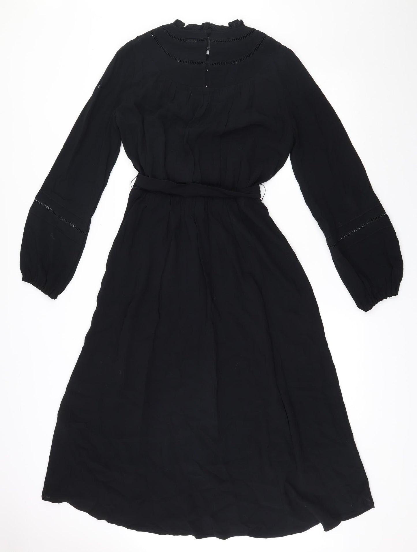 Marks and Spencer Womens Black  Viscose Fit & Flare  Size 8  Round Neck Button
