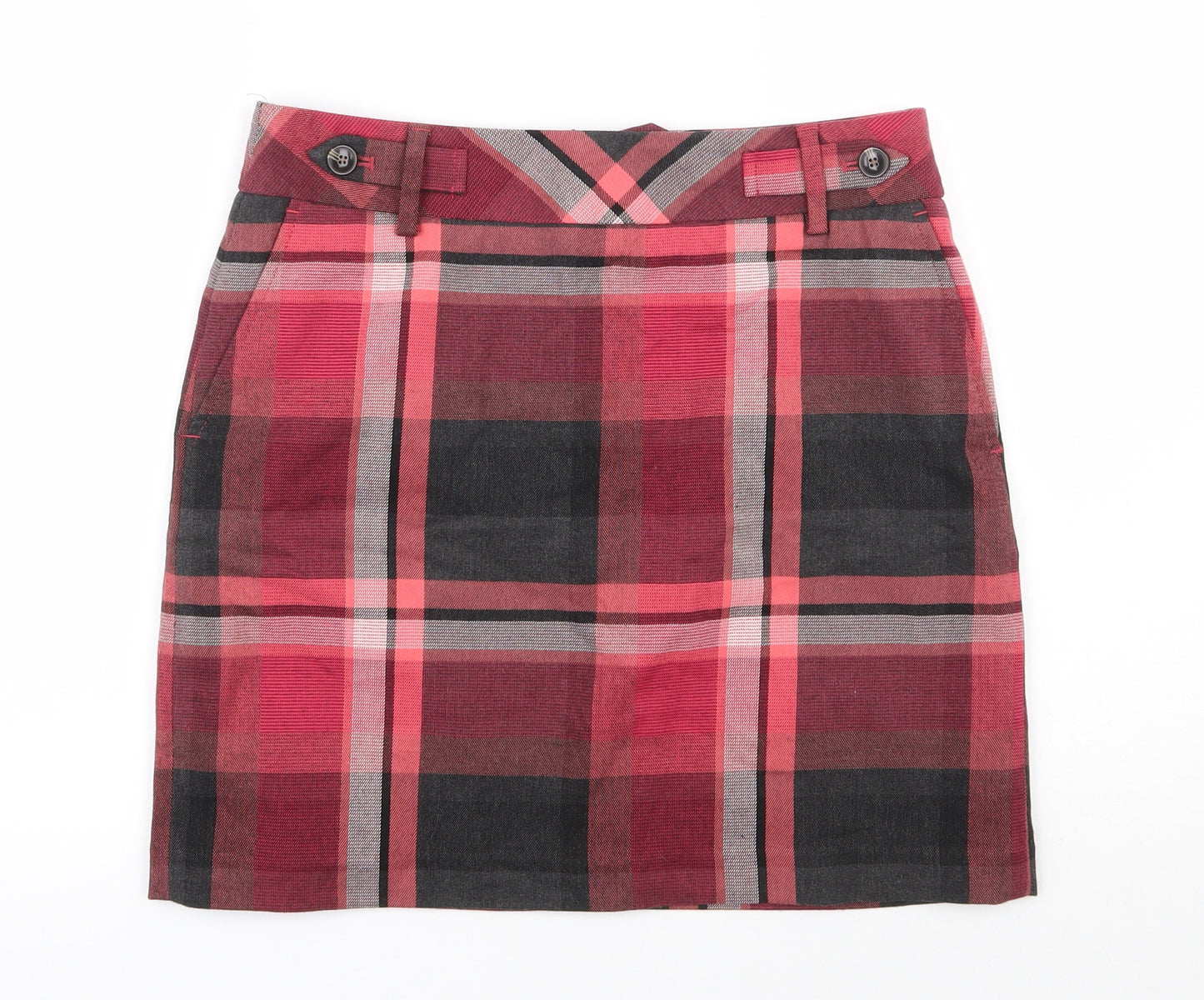 NEXT Womens Multicoloured Plaid Polyester A-Line Skirt Size 8   Zip