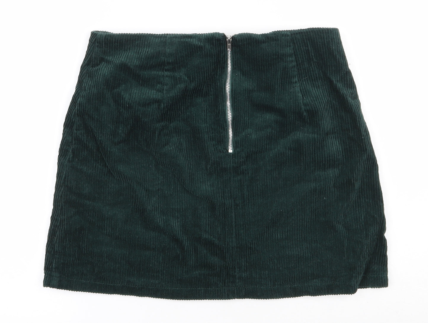 New Look Womens Green  Cotton A-Line Skirt Size 8   Zip