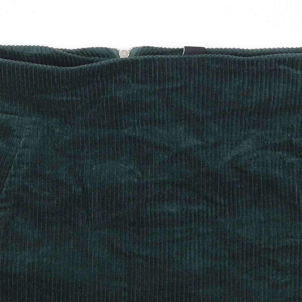 New Look Womens Green  Cotton A-Line Skirt Size 8   Zip
