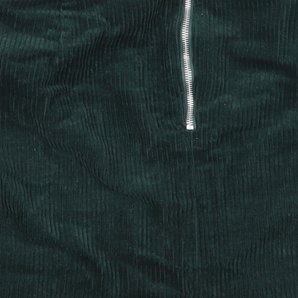 New Look Womens Green  Cotton A-Line Skirt Size 8   Zip