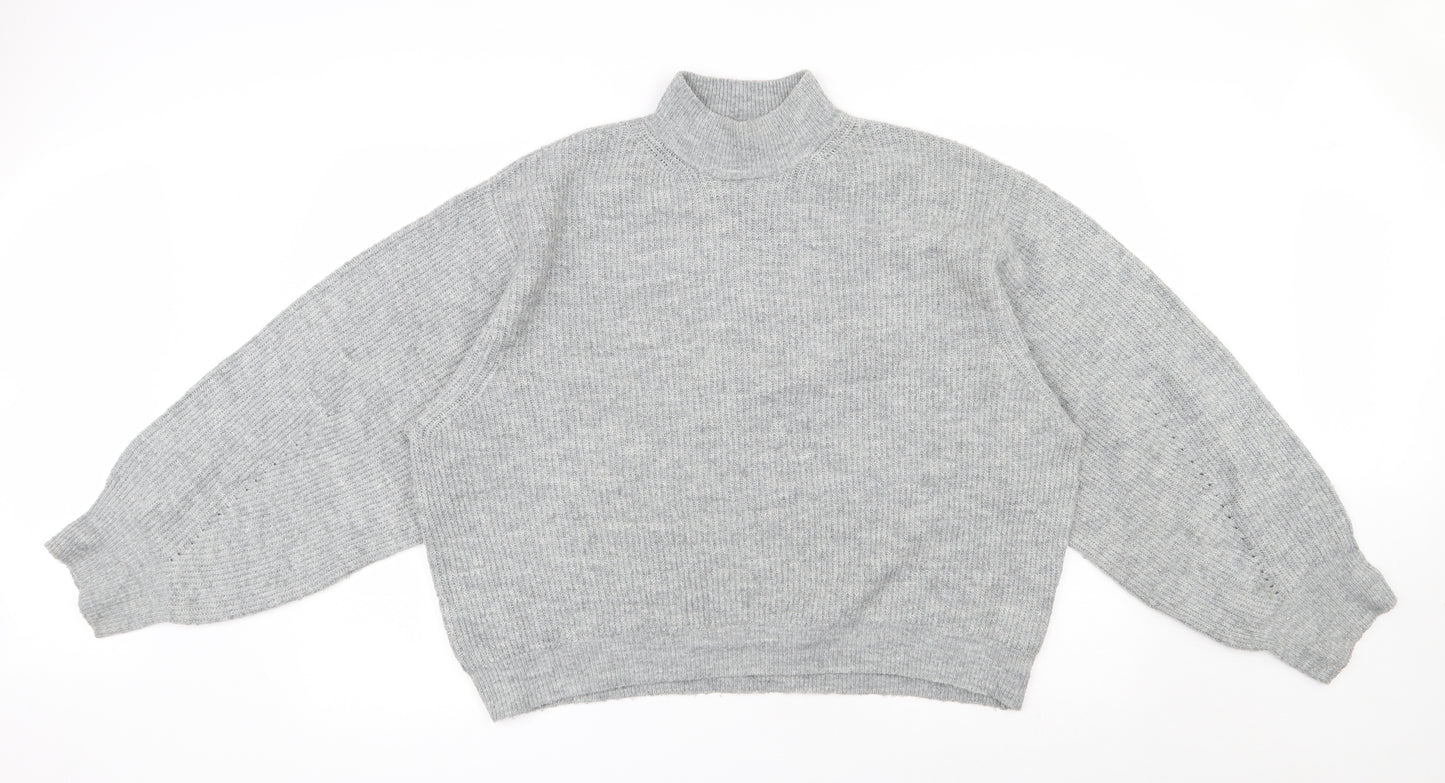 New Look Womens Grey High Neck  Acrylic Pullover Jumper Size L
