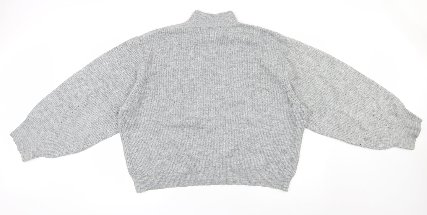 New Look Womens Grey High Neck  Acrylic Pullover Jumper Size L