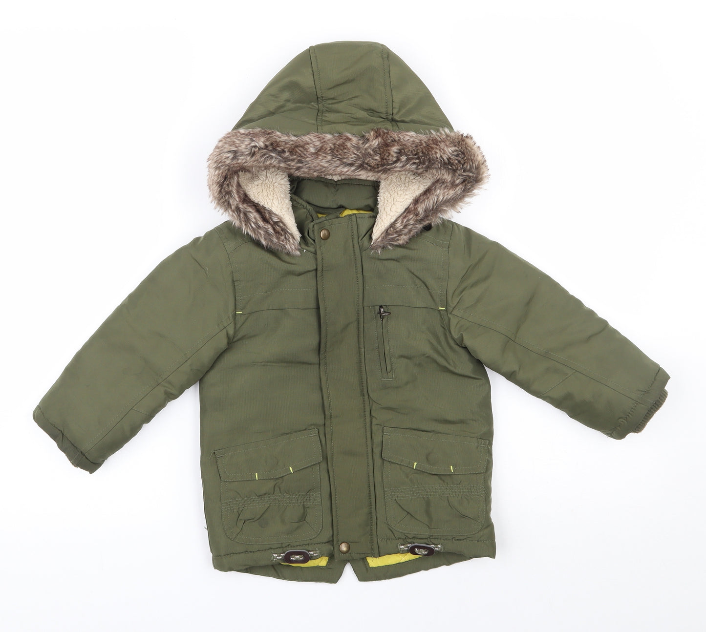 Matalan Boys Green   Parka Coat Size 18-24 Months   Zip