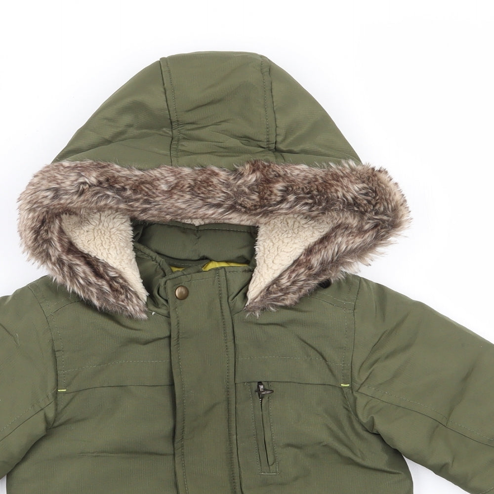 Matalan Boys Green   Parka Coat Size 18-24 Months   Zip