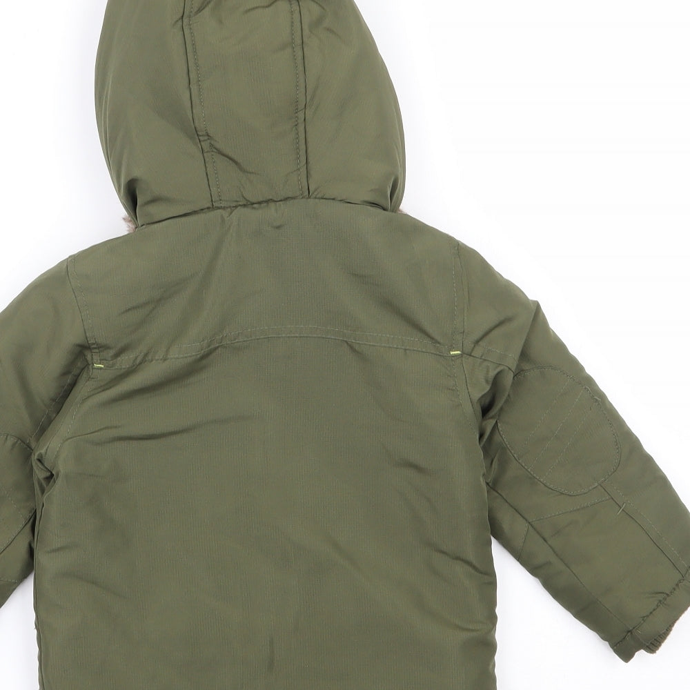 Matalan Boys Green   Parka Coat Size 18-24 Months   Zip