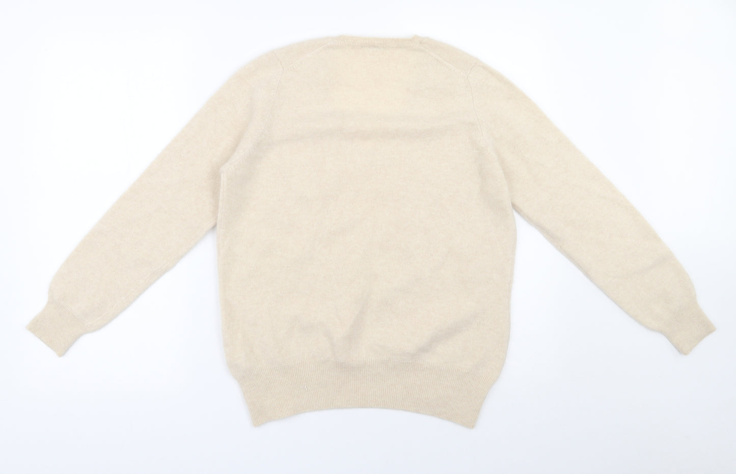 Marks and Spencer Womens Beige V-Neck  100% Cashmere Pullover Jumper Size 16