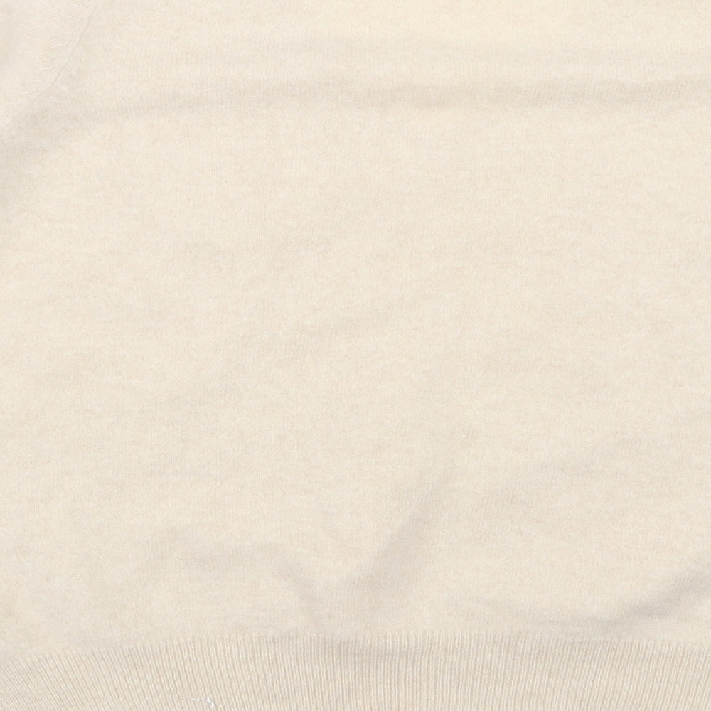 Marks and Spencer Womens Beige V-Neck  100% Cashmere Pullover Jumper Size 16
