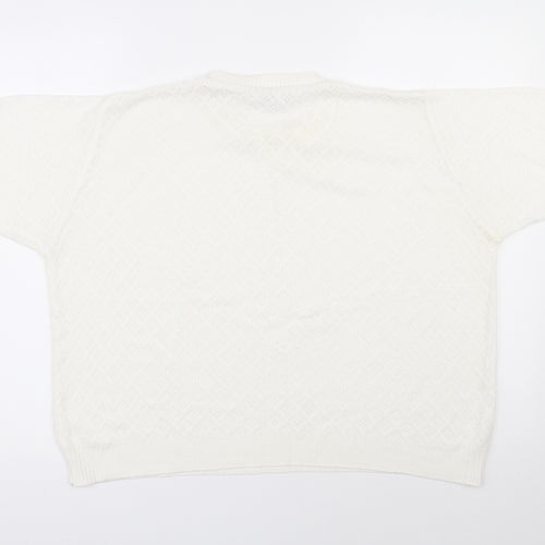 Janique Womens Ivory Round Neck  Polyester Pullover Jumper Size 14