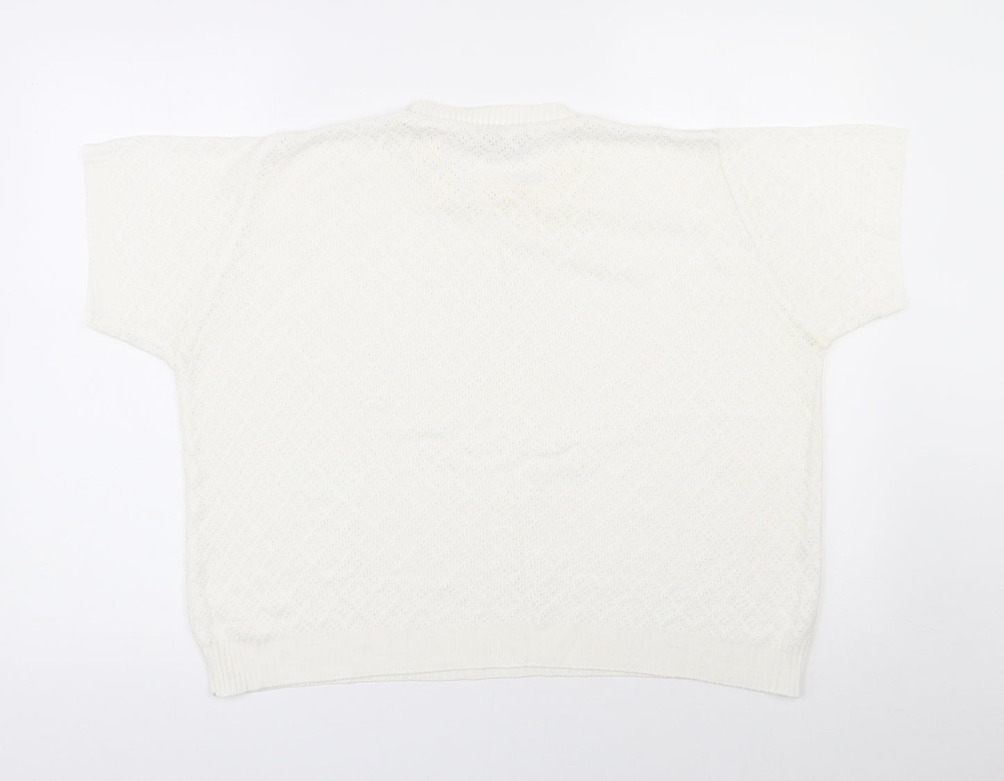 Janique Womens Ivory Round Neck  Polyester Pullover Jumper Size 14