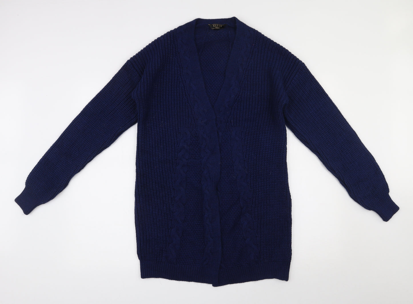Lipsy Womens Blue V-Neck  Polyester Cardigan Jumper Size 12