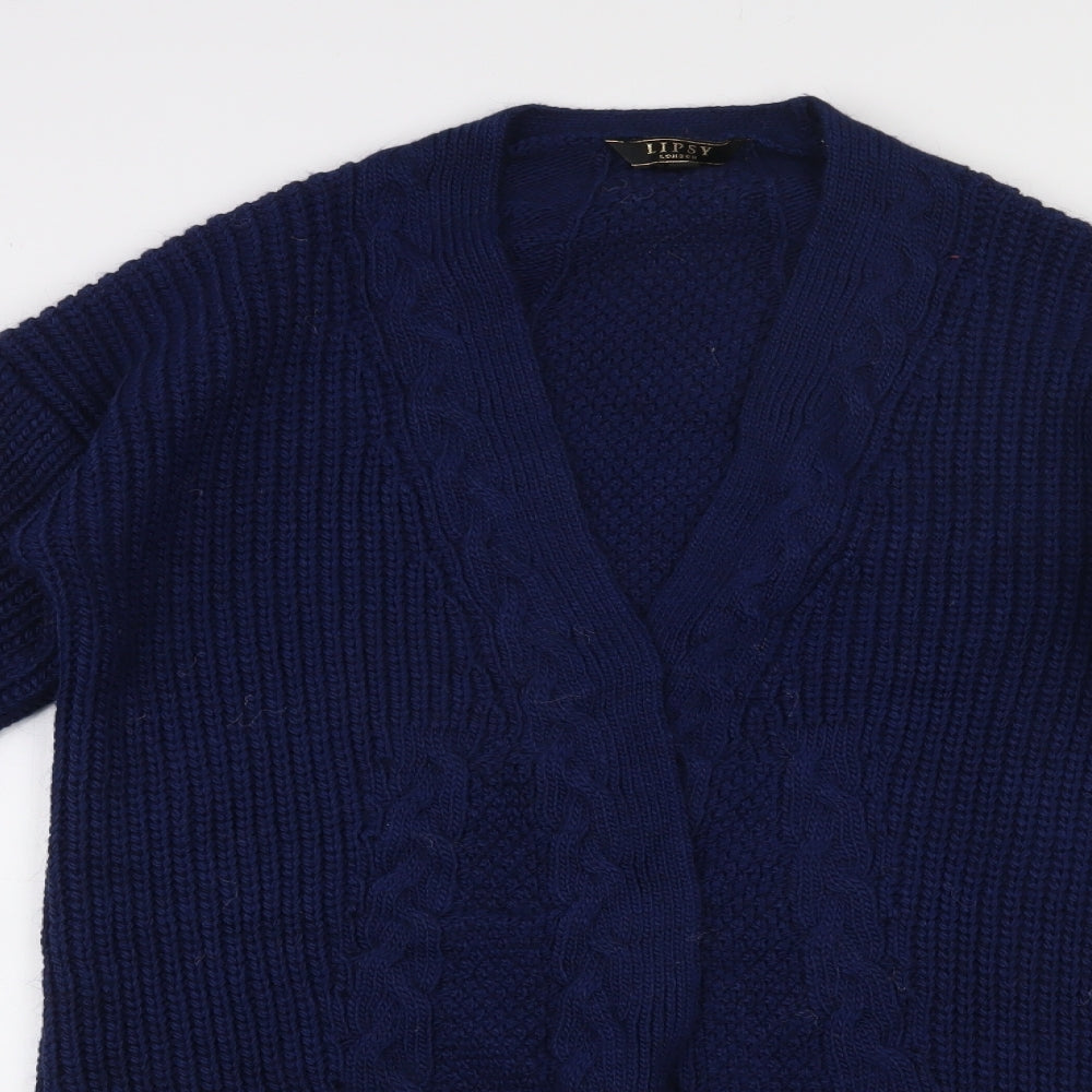 Lipsy Womens Blue V-Neck  Polyester Cardigan Jumper Size 12